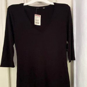 Tahari Jersey M Black 3/4 Sleeve Top